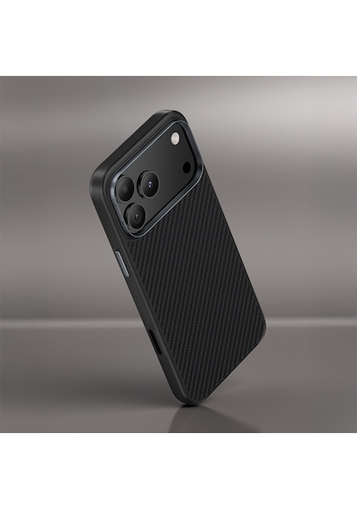 Apple Uyumlu iPhone 17 Pro Max Kılıf Karbon Fiber M-safe Şarjlı Benks Hybrid Armorpro 600d Kevlar Kapak Siyah