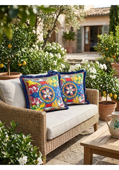 Solea Clover Azure Yastık Çok Renkli