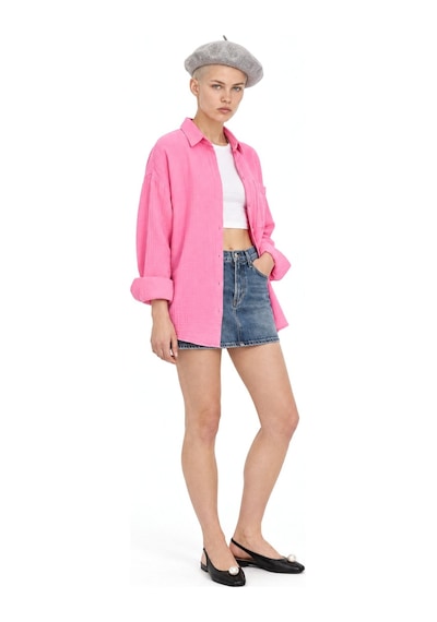 Hiccup Mixray Cep Detaylı Oversize Gömlek Pembe