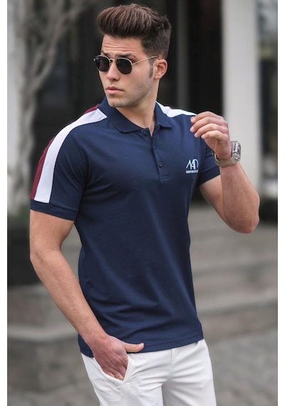 Madmext Madmext Lacivert Polo Yaka Erkek Tişört 5215-Lacivert