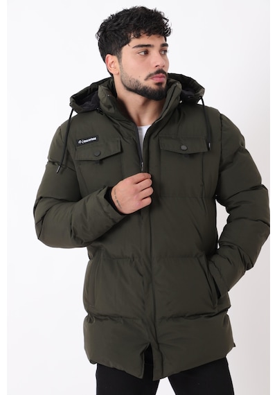 Stilkombin Göğüs Cepli İçi Kürklü Uzun Şişme Mont Pldp 2957 50456 Siyah