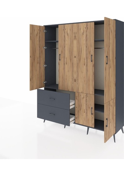 Hyperion Gardrop 5 Raflı 2 Çekmeceli 2 Askılı 176x44x221 Antrasit-çam/antrasit Çam/antrasit Hyperion Gardrop 5 Raflı 2 Çekmeceli 2 Askılı 176x44x221 Antrasit-çam/antrasit Çam/antrasit