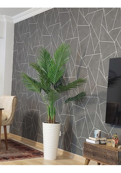 Yapay Ağaç Areka Ağacı Beyaz Uzun Kumsal Vazoda Palmiye Ağacı Yapay Areka 190cm