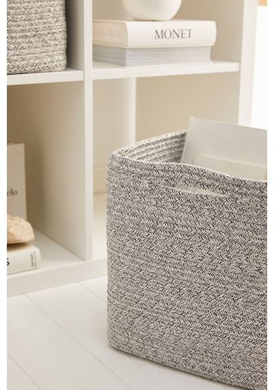 Ocean Home Textile Gri Kırçıllı Pamuklu Sepet 30 x 30 x 30 cm