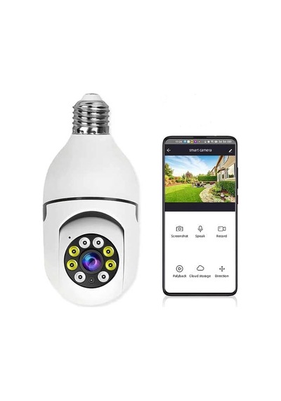 Gece Görüşlü 360 Derece 1080p Wifi Kamera Kablosuz Panoramik Ev Güvenlik Balıkgözü Ampul Lamba Ip Kamera Beyaz - 936960173