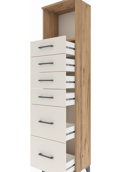 Arges Dolap Tek Raflı 6 Çekmeceli 44x30x182 Çam-aytaşı Atlas Çam