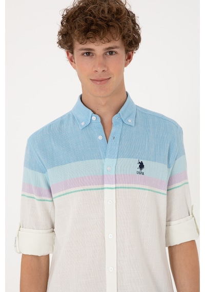 U.s. Polo Assn. Erkek Mavi Gömlek Desenli 50306336-vr036 Mavi