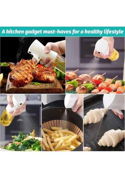 Lexroo 1 Adet Air Fryer Yağ Sprey Airfryer Için Yağdanlık Yağlık Sirke Zeytinyağ Püskürtücü Cam Çok Renkli