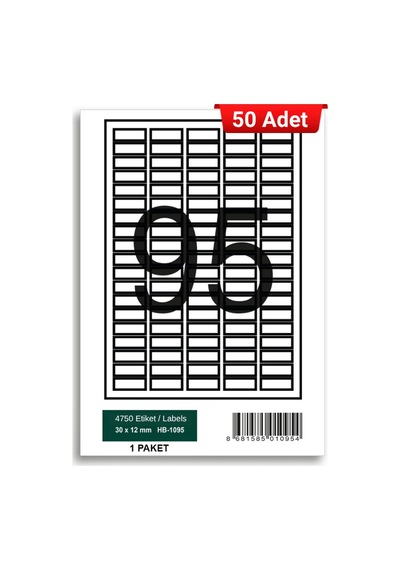 Herboy Hb-1095 30 X 12 Mm A4 Laser Etiket 50 Adet