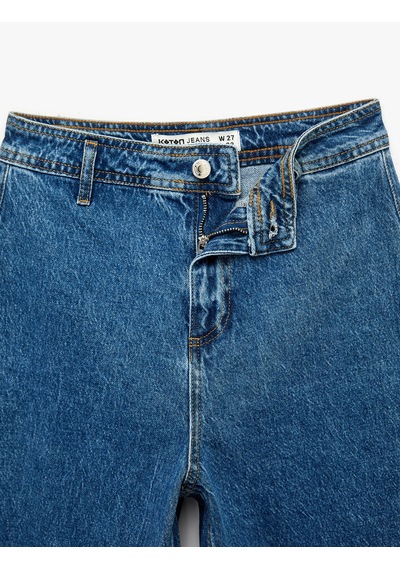Koton Düğmeli Yüksek Bel Rahat Kesim Denim Pantolon - Culotte Jeans Orta İndigo 6sal40112md Koton Düğmeli Yüksek Bel Rahat Kesim Denim Pantolon - Culotte Jeans Orta İndigo 6sal40112md
