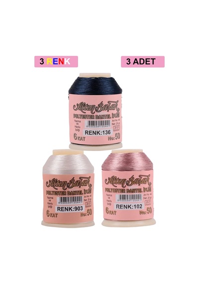 3 Adet Altınbaşak Oya Ve Dantel İpi 20 Gr - Royaleks - No: 903 -