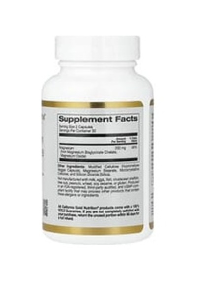 California Gold Nutrition, Magnesium Bisglycinate, Formulated With Traacs , 60 Veg Capsules 100 Mg Per Capsule
