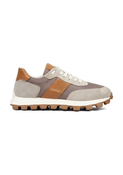 Erkek Bej Taba Bağcıklı Kalın Tabanlı Süet Deri Sneaker