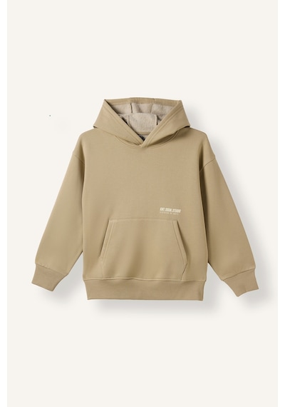 Defacto Regular Fit Kapüşonlu Baskılı Kanguru Cepli Kalın Kumaş Sweatshirt Erkek Çocuk H9682a826wnbg764 Bej-bg764