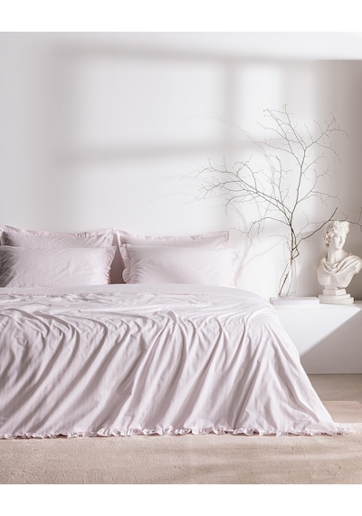 Madame Coco Julien King Size %100 Pamuk Fırfırlı Nevresim Takımı - Pudra 8684427124208 Pudra
