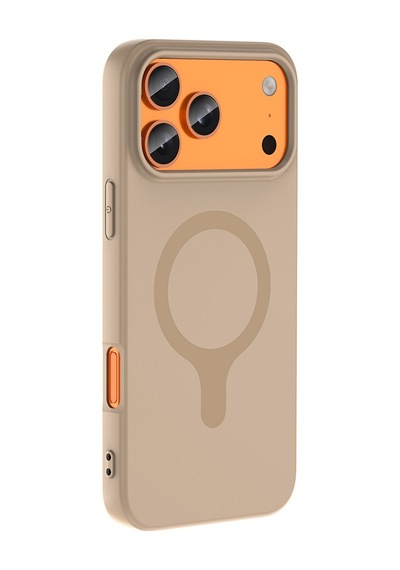 Maks Technology iPhone Uyumlu 17 Pro Max Kılıf M-safe Şarj Özellikli Mkst Aris Silikon Kapak - Krem