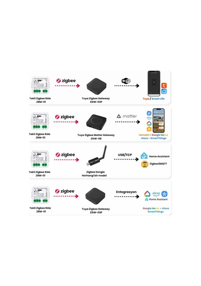 Zigbee Tek Çıkışlı Akıllı Anahtar Tuya, Smart Life, Home Assistant, Zigbee2mqtt Uyumlu Diğer