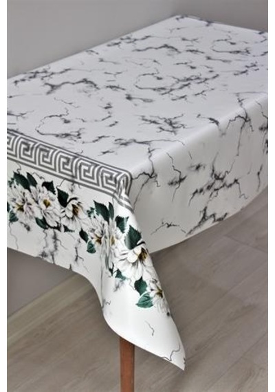 Elyaf Astarlı Silinebilir Pvc Muşamba Masa Örtüsü 1181-2papatyamermer-gri