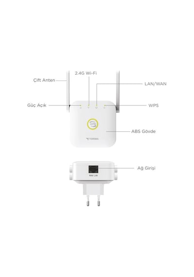 Torima WR-25 300Mbps Wifi Sinyal Yakınlaştırıcı Güçlendirici Router Siyah