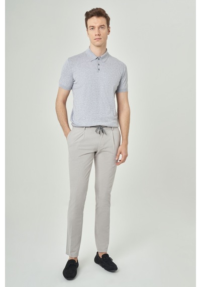 Bisse Erkek Kısa Kol Polo Yaka Düğmeli Basic Yazlık Triko T-Shirt Gri Tr23Y23106 D55 Gri