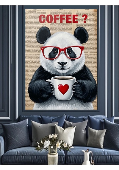 Ahşap Tablo Kalpli Panda Sevimli Dost Çocuk Odası Tabloları