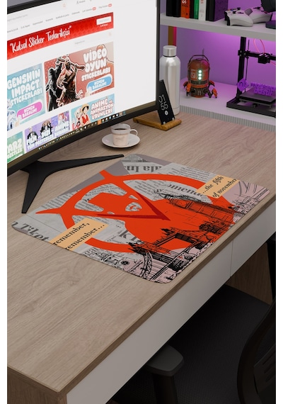 V For Vendetta 2 V3 48x40 Xl Gaming Kauçuk Kaymaz Taban Mouse Pad Fare Altlığı