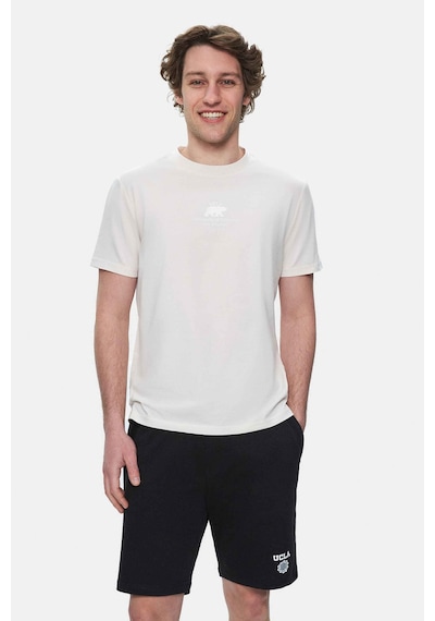 Ucla Fabıo Kemik Rengi Bisiklet Yaka Baskılı Standard Fit Erkek Tshirt Siyah