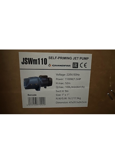 Grandfar Jswm110 Jet Pompa 1,5 Hp - Pirinç Çarklı