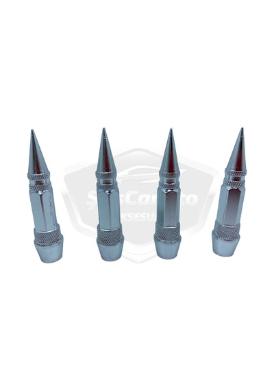 ŞüsCarOto Sivri Sibop Kapağı Mermi Sibop Kapağı Araba Motosiklet Bisiklet Metal 4 lü Set Gümüş Krom (00)