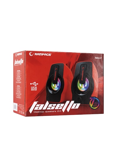 Rampage RMS-G7 Falsetto 2.0 6 W RGB Ledli Multimedia USB Hoparlör Kırmızı