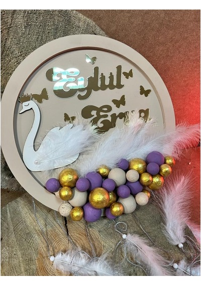 Elizihediyelik Ahşap Bubble Pano Balonlu Bebek Kapı Süsü (547780825) Çok Renkli
