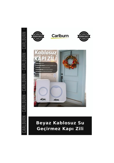 Beyaz Kablosuz Su Geçirmez Kapı Zili Kolay Montaj Güvenlik Giriş Ürünü