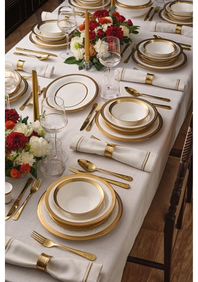 Karaca  Elegance Bellatrix Gold 12 Kişilik 84 Parça Çatal Kaşık Bıçak Takımı
