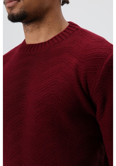 Vamos Bisiklet Yaka Oversize Triko Kazak Bordo