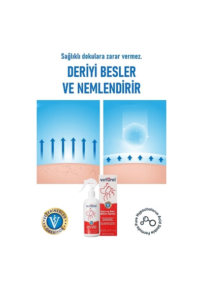 Vetürel Kedi ve Köpekler İçin Yara ve Deri Bakım Spreyi 1 L
