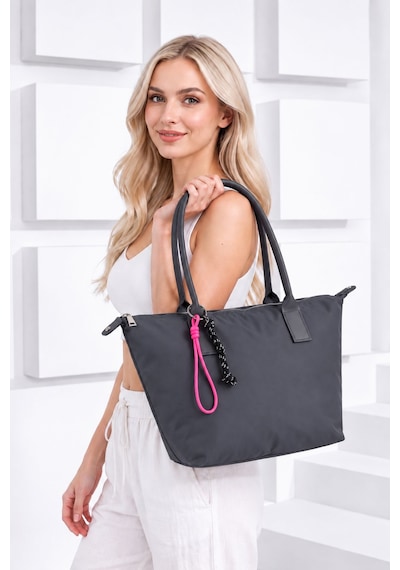 Vıatox Vx-027 Kadın Geniş Hacimli Shopper Su Geçirmez Paraşüt Kumaş Astarlı & Dayanıklı Koyu Gri
