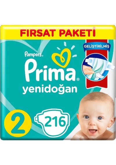 Prima 2 Beden Yenidoğan Bebek Bezi Fırsat Paketi 3 x 72 216 Adet