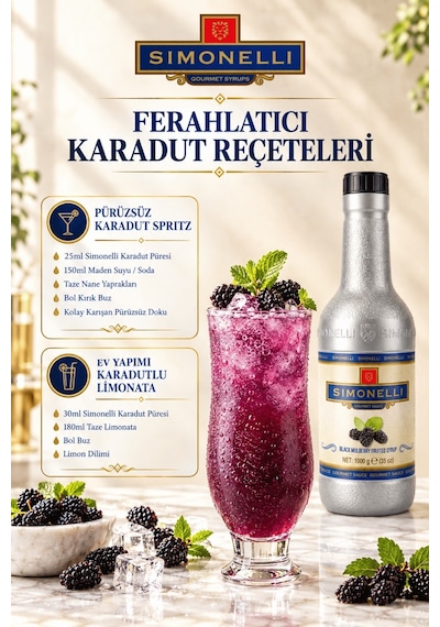 Simonelli Karadut Frozen Meyve Püresi 1 KG
