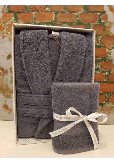 Colourist Şalyaka Xl Beden Unisex Bornoz Havlu 50x90 - Koyu Gri Gri