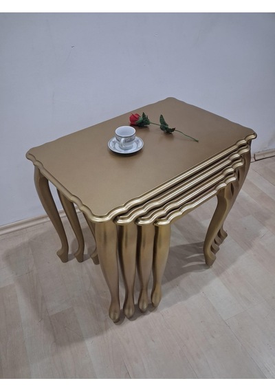 Zigon St 90640 Klasik Model Sehpa Parlak Gold Renk Kayın Aslan Ayak El Yapım Gold