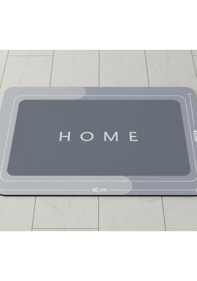 Nobera Kaymaz Tabanlı Ultra Emici Gri Banyo Paspası - Güvenli Ve Kuru Zemin Matı 40x60 Cm Gri