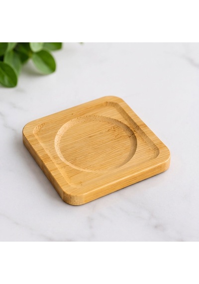 Bambu Kare Çay Tabağı Altılı Set Kahverengi