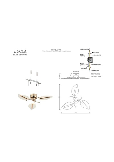 Lucea Karden 3'lü Altın Ledli Plafonyer 22w 3000k Sku: Smg8690010203021 Açık Bej