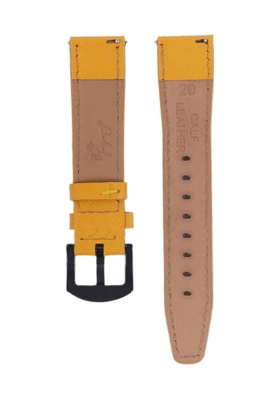 Fro Lw38-43 20 Mm Hakiki Deri Safiano Sarı Kordon Siyah Toka