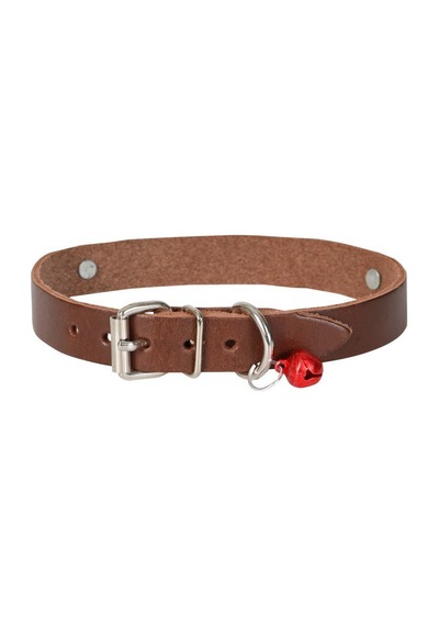 Cattie İsimlikli Deri Kedi Boyun Tasması Xl 1.5x28-  32CM Kahverengi