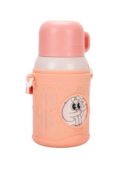 Shotay St-8817 480ml Askılı Silikon Kılıflı Pipetli Desenli Pembe Çelik Matara Diğer