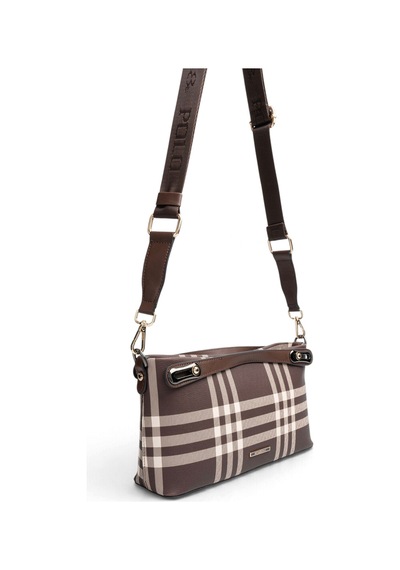 Silver & Polo Silver Polo Kahve - Kahve Çizgili Ekose Kadın Çapraz Çanta Sp1288