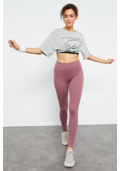 Tommylife Gül Kurusu Yüksek Bel Toparlayıcı Slim Fit Dar Paça Kadın Tayt - 94011 Gülkurusu