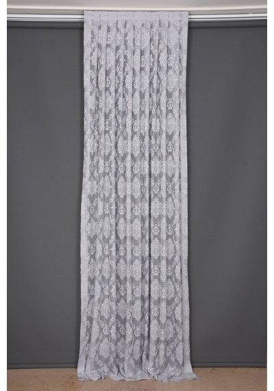 Damaks Gri Hazır Dikilmiş Pileli Fon Perde 75x260 Cm
