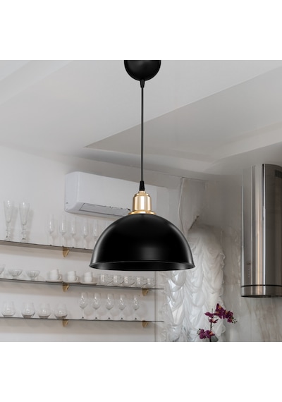 Haus Yarım Küre Siyah Abs Altın Kuka Süslü Sarkıt Mutfak Salon Avize Kafe Kuaför Aydınlatma Siyah - Altın